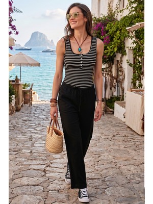 Lela Regular Fit Normal Bel Geniş Paça Pantolon Bayan Pantolon 5866117