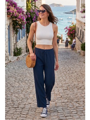 Lela Regular Fit Normal Bel Geniş Paça Pantolon Bayan Pantolon 5866117
