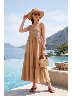 Lela Relaxed Fit Volanlı Uzun Elbise Kadın Elbise 611EL010