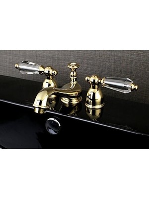 Skygo KS3952WLL Wilshire Mini Geniş Lavabo Bataryası, Kristal Kollu Tutacak, 10,96 cm Ağız Erişiminde, Cilalı Pirinç