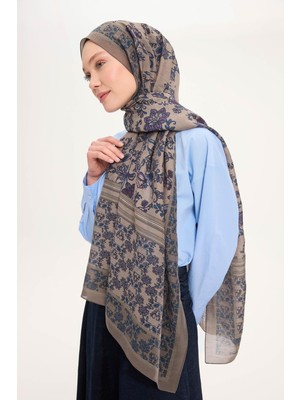 Silk Home Tencel Monare Şal Vizon Çiçek Desen 75X195