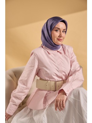 Silk Home Twill Ipek Eşarp Minimal Desen Mor 90X90