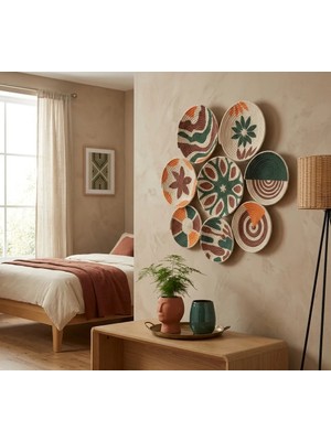 Atlas Home Art 8li bohem hasır Duvar Tabağı
