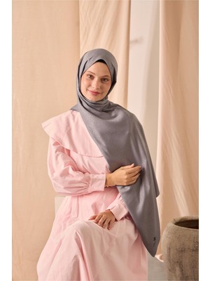Silk Home Deluxe Şal Gri Jakarlı Tok Duruşlu Viskon Karışımlı 75X190