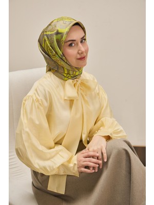 Silk Home Twill Ipek Eşarp Art Desen Çimen Yeşili 90X90