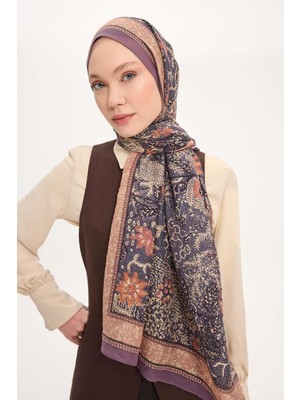 Silk Home Tencel Monare Şal Indigo Vintage Botanik Desen 75X195