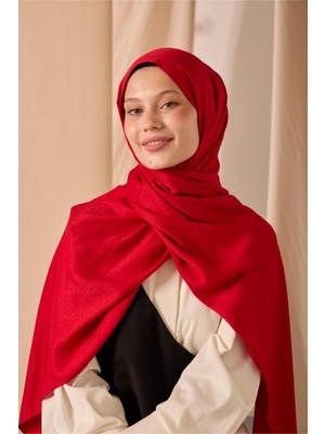 Silk Home Deluxe Şal Kırmızı Jakarlı Tok Duruşlu Viskon Karışımlı 75X190