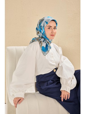 Silk Home Twill Ipek Eşarp Sulu Boya Açık Mavi 90X90