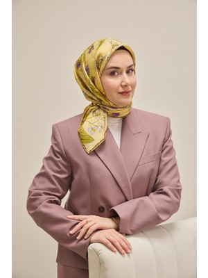 Silk Home Twill Ipek Eşarp Çiçek Rüyası Sarı 90X90