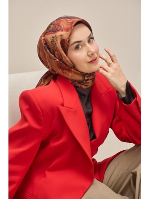 Silk Home Twill Ipek Eşarp Art Desen Bordo 90X90