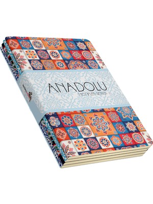 Retronote Anadolu Motifleri Defter Seti 1 Çizgisiz 64 Sayfa 10,5 X14 cm Sarı Krem Renk