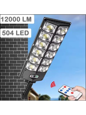 Sge Teknoloji Sge 12000 Lümen 504 LED Güneş Enerjili Hareket Sensörlü Kumandalı Bahçe Sokak Garaj Ev Aydınlatma Lambası Işık
