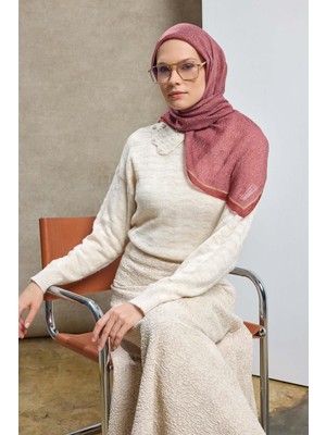 Silk Home Tencel Monare Eşarp Labirent Desen Koyu Kırmızı 90X90
