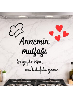 Hippodeco Annemin Mutfağı Siyah Ahşap Duvar Dekoru - Sevgiyle Pişer, Mutlulukla Yenir Anneler Günü Hediyesi