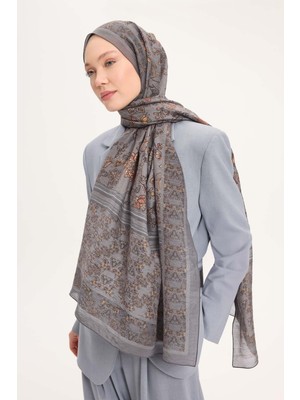 Silk Home Tencel Monare Şal Açık Gri Çiçek Desen 75X195