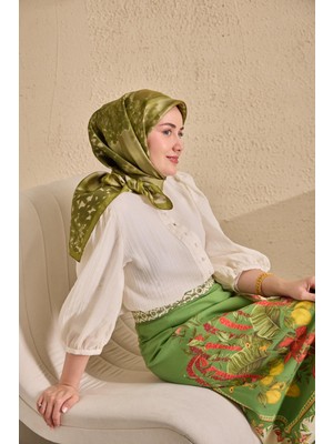 Silk Home Twill Ipek Bloom Eşarp Yeşil 90X90