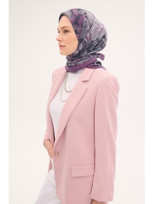 Silk Home Velora Eşarp Fırça Çiçek Desen Gri Mor 90X90