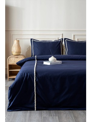 Koza Home Boho Saçaklı Mavi Nevresim Takımı 200 x 220 cm Desenli Çift Kişilik