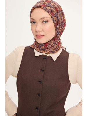 Silk Home Tencel Monare Eşarp Bahar Desen Kiremit Kırmızı 90X90