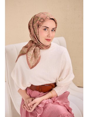 Silk Home Twill Ipek Eşarp Barok Pudra Vizon 90X90