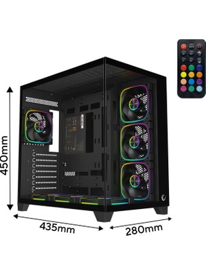 Rampage Sealıte Siyah 850W 80 Plus Bronze Atx/m-Atx 7X12CM Argb Pwm Fan+Kumanda Oyuncu Kasası