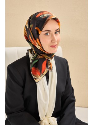Silk Home Twill Ipek Eşarp Sulu Boya Siyah 90X90