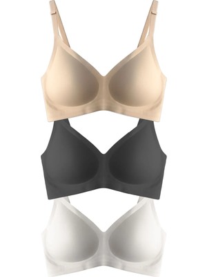 Cottonhill Seamless Bra - Pure | Lazer Kesim Dikişsiz Ayarlanabilir Askılı Balensiz Kadın Sütyen 3'lü Paket