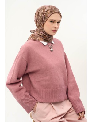 Silk Home Tencel Monare Eşarp Floral Desen Çikolata Kahve 90X90