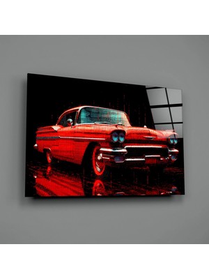 İnsigneart Insigne Art Design Vintage Amerikan Arabası Cam Tablo || Tasarımcı Koleksiyonu
