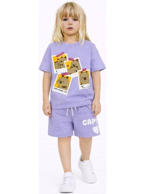 Miniko Kids Kız Çocuk Capybara Modelli Pamul Şortlu Takım