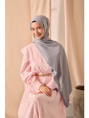 Silk Home Deluxe Şal Gümüş Jakarlı Tok Duruşlu Viskon Karışımlı 75X190