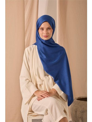 Silk Home Deluxe Şal Mavi Jakarlı Tok Duruşlu Viskon Karışımlı 75X190