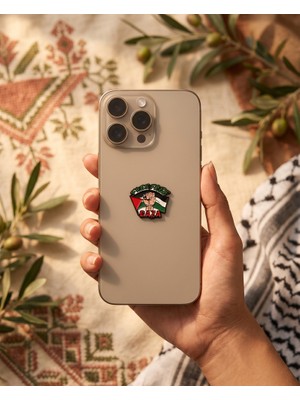 Zaytoon Metal Sticker Telefon Arka Süsü Filistin Bayrağı El Figürlü Free Palestine 3D
