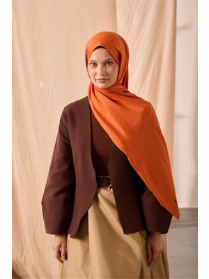 Silk Home Deluxe Şal Turuncu Jakarlı Tok Duruşlu Viskon Karışımlı 75X190