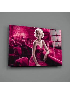 İnsigneart Barda Marilyn Cam Tablo || Tasarımcı Koleksiyonu