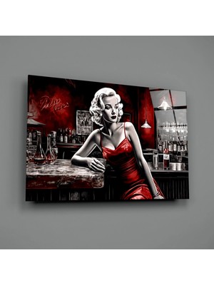 İnsigneart Insigne Art Design Barda Marilyn Cam Tablo || Tasarımcı Koleksiyonu
