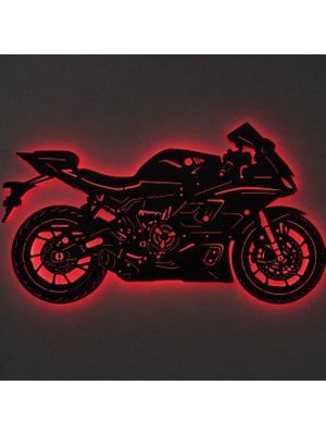 Lucenda LED Işıklı Motor Dekoratif Tablo Modern Spor Motosiklet Duvar Dekoru Gece Lambası