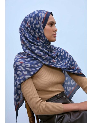 Silk Home Eco Viscose Şal Lacivert Indigo Vizon Kiremit Leopar Desenli Nefes Alan 90X200