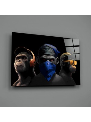 İnsigneart Insigne Art Design 3 Bilge Maymun Cam Tablo || Tasarımcı Koleksiyonu