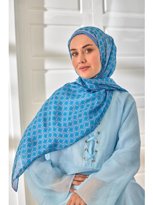 Silk Home %100 Vual Ipek Şal Lila Turkuaz Butter Yellow Desenli 70X190