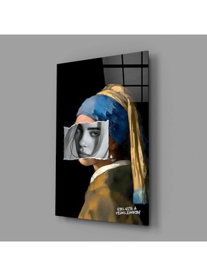 İnsigneart Insigne Art Design Inci Küpeli Çağdaş Kız Cam Tablo || Tasarımcı Koleksiyonu