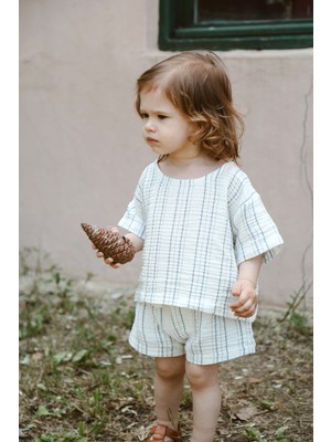 Ohlala Koala Indigo Çizgili T-Shirt ve Şort Takım