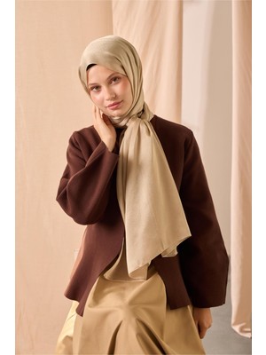 Silk Home Janjan Şal Tek Taraflı Yeşil Bej Kendinden Çizgi Dokulu Parlak Yüzeyli 75X190