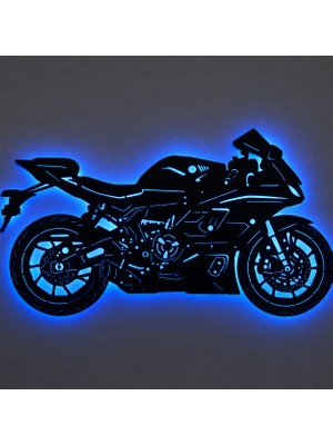 Lucenda LED Işıklı Motor Dekoratif Tablo Modern Spor Motosiklet Duvar Dekoru Gece Lambası