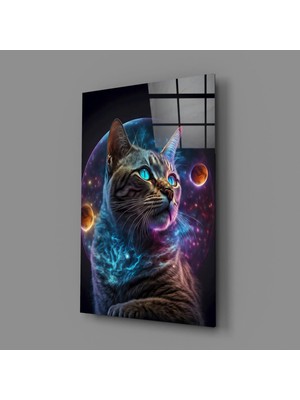 İnsigneart Ay Kedisi Cam Tablo || Tasarımcı Koleksiyonu
