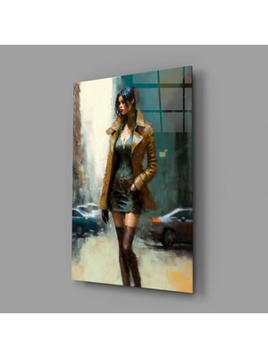 İnsigneart Insigne Art Design Kadınsı Poz Ver Cam Tablo || Tasarımcı Koleksiyonu
