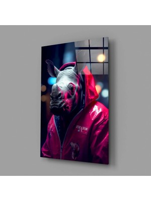 İnsigneart Gece Gergedanı Cam Tablo || Tasarımcı Koleksiyonu