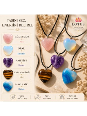 💎 Premium Doğal Taş Kalp Kolye Koleksiyonu – Ametist, Gül Kuvars & Kaplan Gözü Doğal Taş Kolye | Lotus Atölye ve İyi Yaşam Merkezi