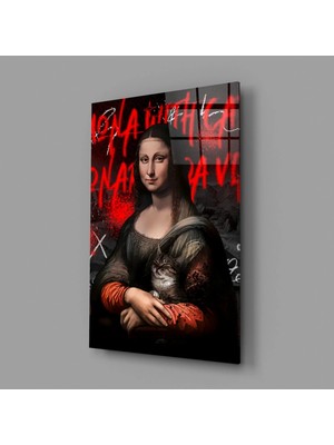İnsigneart Mona Lisa, Kedi Sever Cam Tablo || Tasarımcı Koleksiyonu