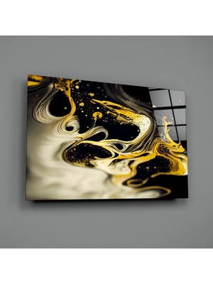 İnsigneart Insigne Art Design Altın Sıçrama Cam Tablo || Tasarımcı Koleksiyonu